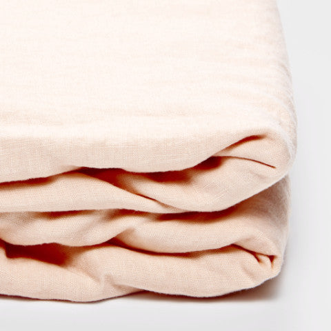 Linen Fitted Sheet - White, Dove Grey, Peach & Musk