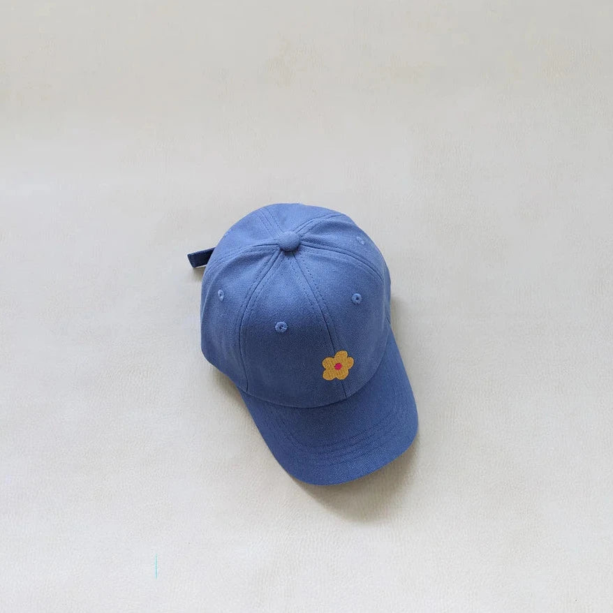 Floral Embroidery Cap Blue