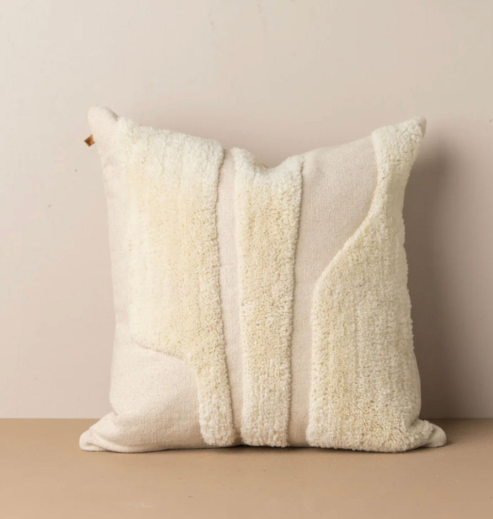 SAARDE Abstract Square Cushion - Ivory