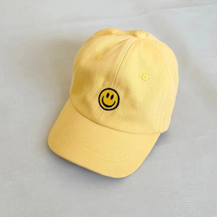 Smiley embroidery cap yellow