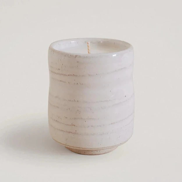 Japanese Ceramic Matsu Candle - White